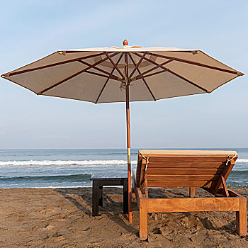 休闲椅,伞,海滩,边缘,墨西哥