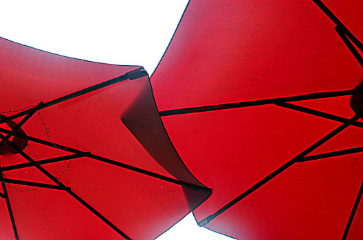 两个,红色,伞