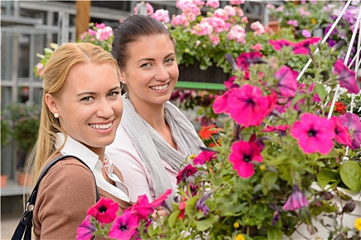 两个女人,花卉商店,彩色,花