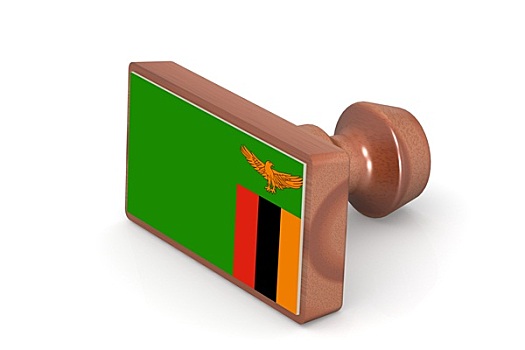 木质,图章,赞比亚,旗帜