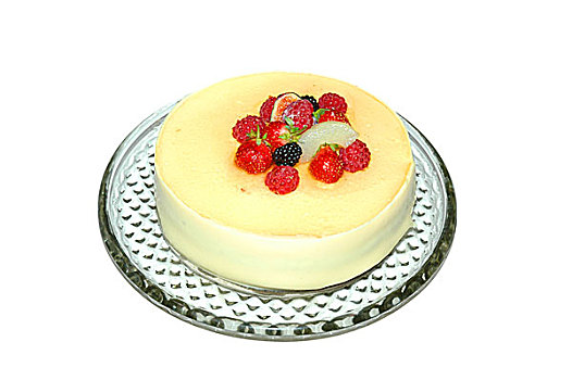 水果蛋糕,隔绝,白色背景