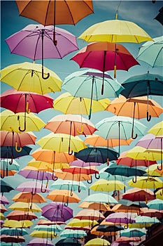 街道,装饰,彩色,伞,马德里