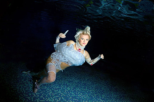 水下,模特,展示,时尚,水池,敖德萨,乌克兰,东欧