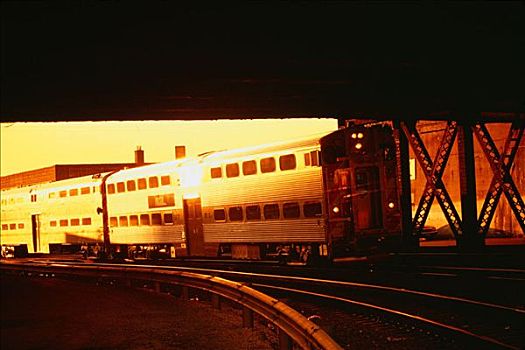 列车,日落,芝加哥,伊利诺斯,美国