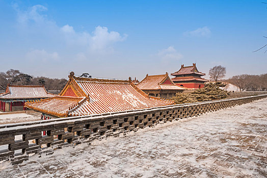 冬季雪后的沈阳清昭陵