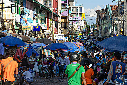 市场,道路,孟邦,缅甸