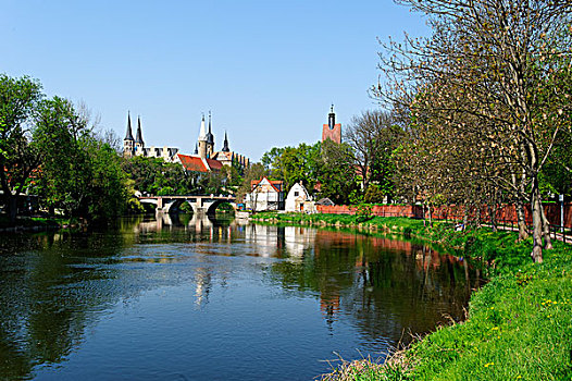 河,大教堂,地区,城堡,背影,萨克森安哈尔特,德国,欧洲