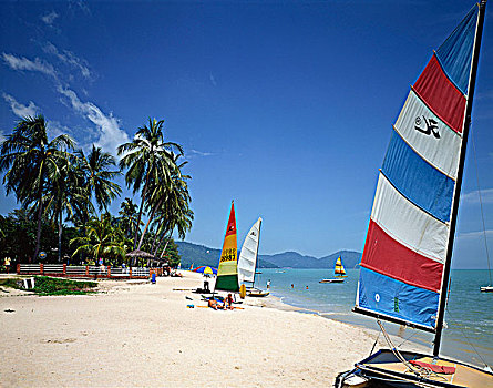 海滩,槟城,马来西亚