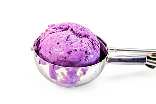 冰淇淋,蓝莓,勺子