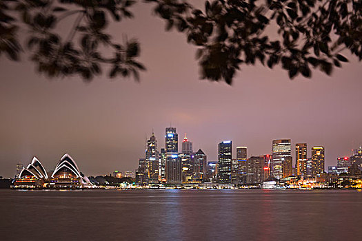 悉尼,城市天际线,夜晚,新南威尔士,澳大利亚