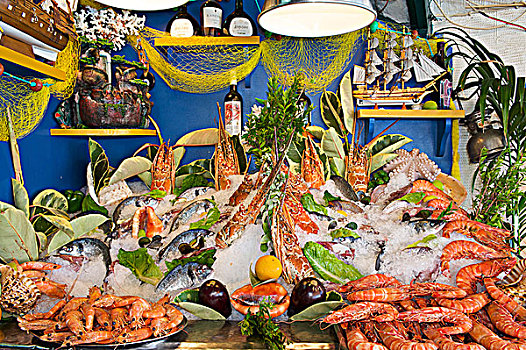 鱼肉,海鲜,酒馆,克里特岛,希腊