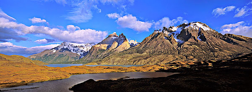 山,日出,巴塔哥尼亚,智利