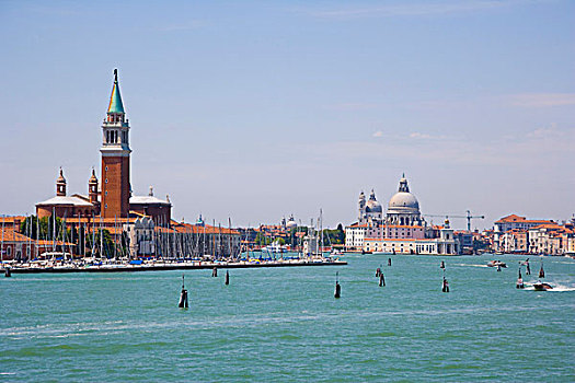 风景,威尼斯,水道,尖顶,教堂,马焦雷湖,圆顶,玛丽亚,行礼,意大利,欧洲