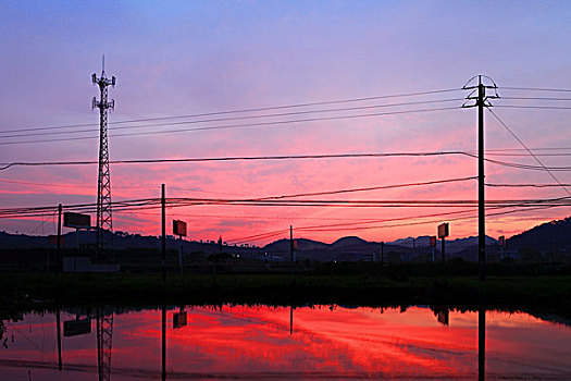 风景,杆,水