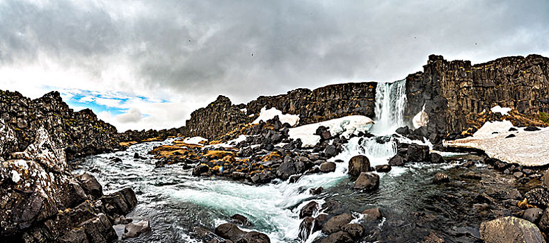 瀑布,河,国家公园,金色,圆,南方,区域,冰岛,欧洲