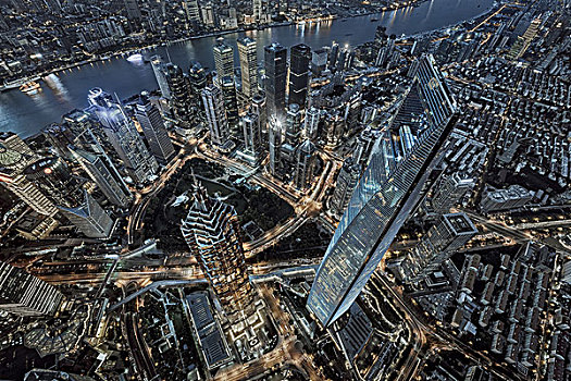 上海城市地標建筑夜景