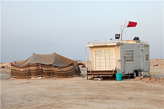 帐蓬,拖车,海湾地区,海岸,卡塔尔