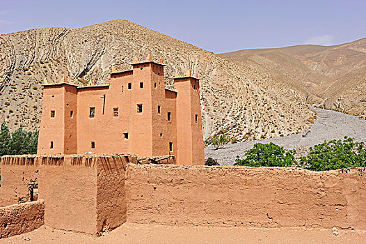城堡,住宅,高,山峦,达德斯谷,摩洛哥南部,摩洛哥,非洲