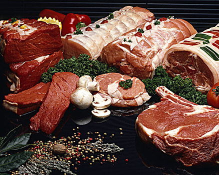 种类,生食,肉,牛肉,小牛肉,绵羊,猪肉,白色,蘑菇,调味品