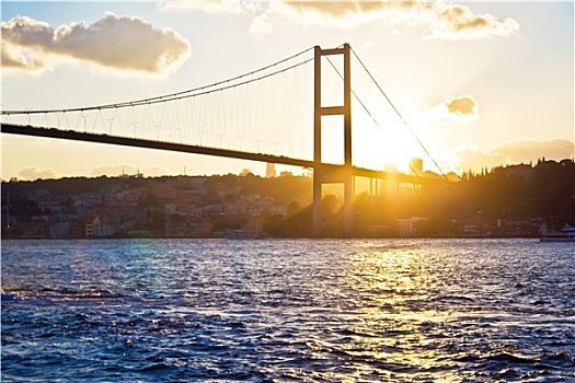 博斯普鲁斯海峡,桥,日落
