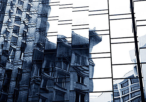 现代,玻璃,剪影,现代建筑