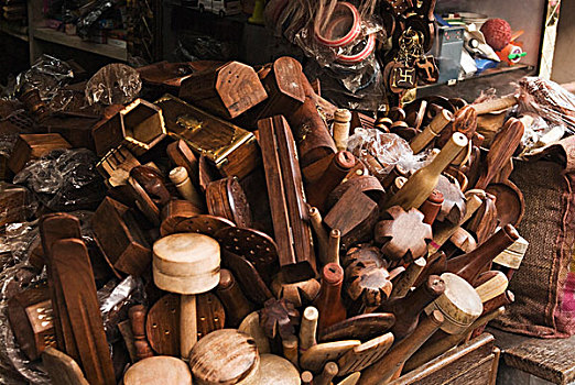 木质,厨具,街边市场,北阿坎德邦,印度