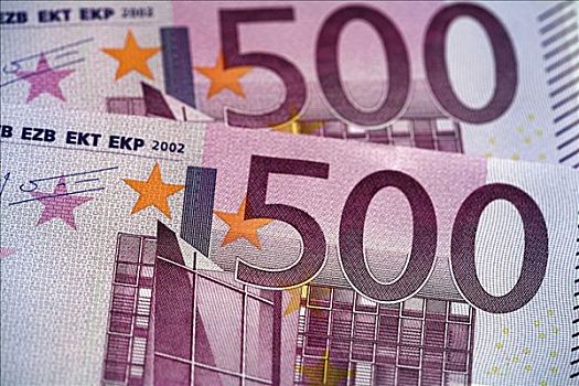 500欧元,货币,钞票,特写