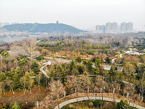 航拍江苏徐州汉文化景区狮子山楚王陵