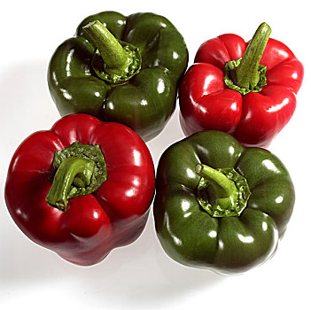 甜,绿色,红椒,辣椒,蔬菜,白色背景