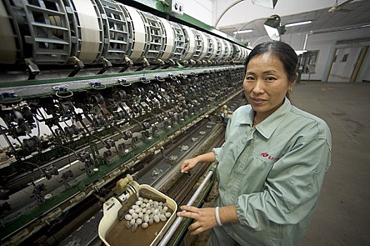 女人,工作,蚕丝,工厂,苏州,中国