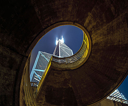 螺旋楼梯,正面,中银大厦,市中心,香港,香港岛,中国,亚洲