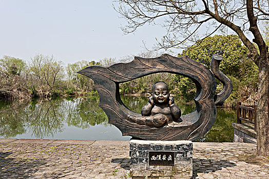 杭州西溪湿地西溪蚕桑雕塑