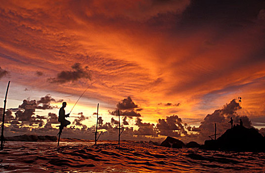 斯里兰卡,日落,印度洋,西海岸