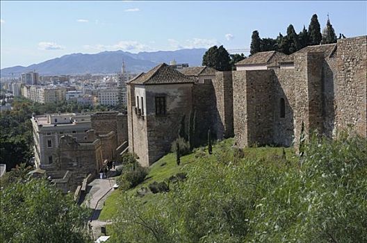 阿尔卡萨瓦城堡,要塞,马拉加,安达卢西亚,西班牙,欧洲