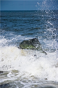 浪花,岩石上,海岸