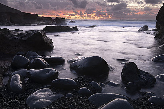 日落,兰索罗特岛,加纳利群岛,西班牙