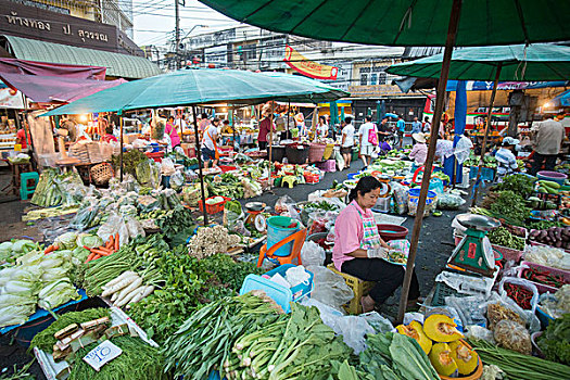亚洲,泰国,曼谷,早晨,市场