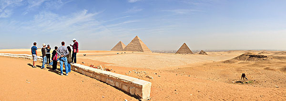 游客,群体,观测点,远眺,吉萨金字塔,埃及