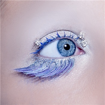 蓝眼睛,微距,特写,冬天,化妆,珠宝