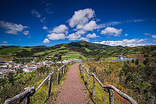 葡萄牙,亚速尔群岛,岛屿,水,波城,蒙特卡罗,山,小教堂,徒步旅行