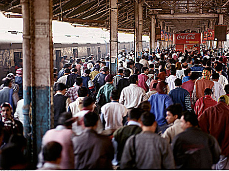 人,火车站,加尔各答,印度