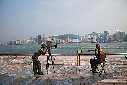 香港九龙维多利亚湾星光大道演艺现场雕塑