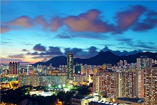 日落,香港,市区