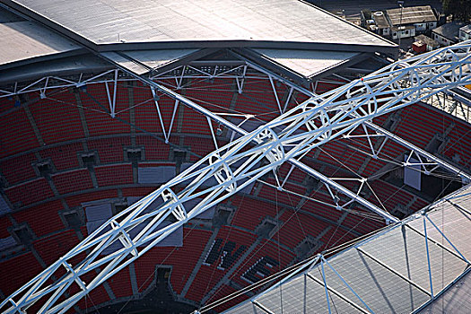 温布里体育场,伦敦,特写,航拍,展示,局部,屋顶,室内,拱形