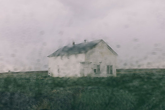 农舍,暴风雨,风景,湿,窗户,模糊,图像