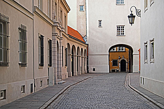鹅卵石,街道,通道,建筑,凝视,华沙,波兰