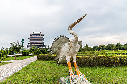 古代四大名楼之鹳雀楼,中国山西省运城市永济标志建筑