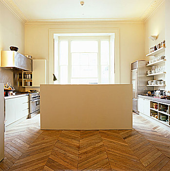 维多利亚时代风格,木地板,伦敦,公寓,组合,现代,厨房,巨大