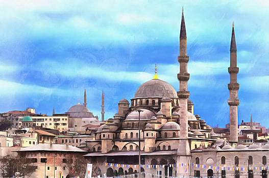 彩色,绘画,新,清真寺,伊斯坦布尔,土耳其