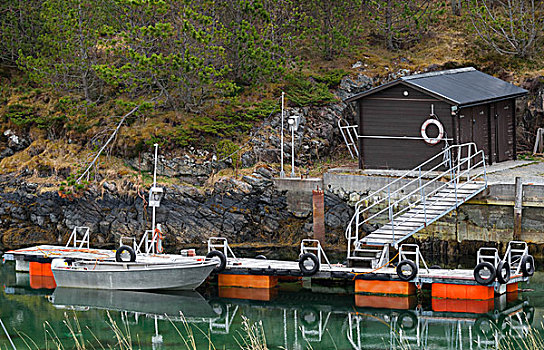 小,漂浮,码头,停泊,摩托艇,挪威